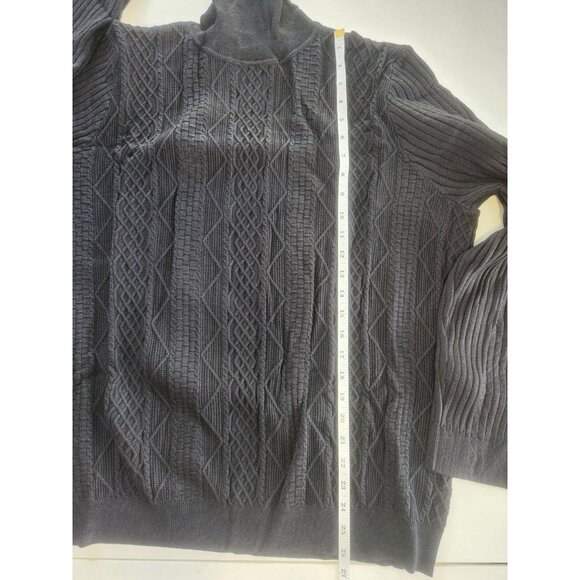 Mens Dark Gray Textured Cable Knit Turtleneck Sweater 2XL 3XL - Picture 8 of 10